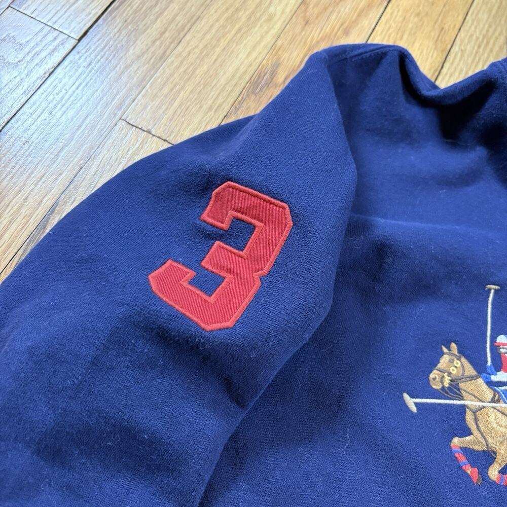 Polo Ralph Lauren Men L Navy Triple Pony Player Fleece Sweatshirt Hoodie Sweater - Picture 11 of 15